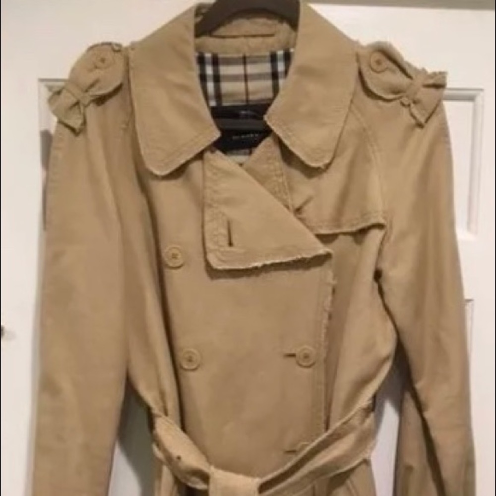 BURBERRY LONDON Women's Khaki Trench wFrayed Edges